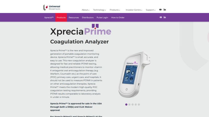 Universal Biosensors Xprecia Prime INR analyzer 2025